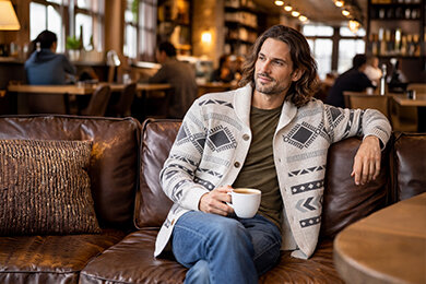 Pánský merino cardigan KAMA 4098