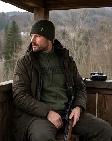 Pullover aus Merinowolle Kama L142, Strickmütze Merino Kama LA05